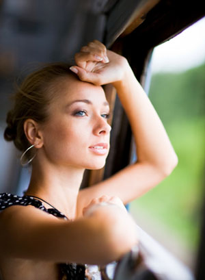 Woman on train
